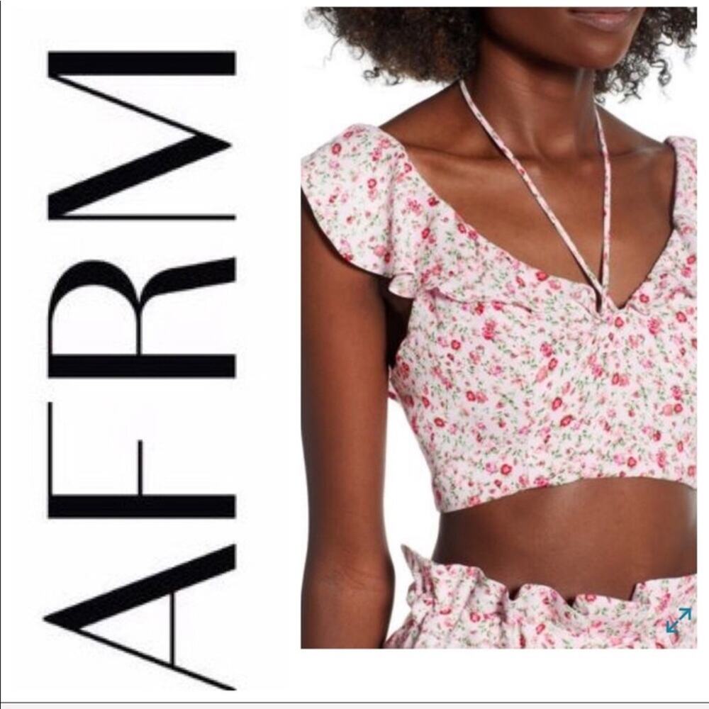 AFRM Sienna Ruffle Floral Crop Top